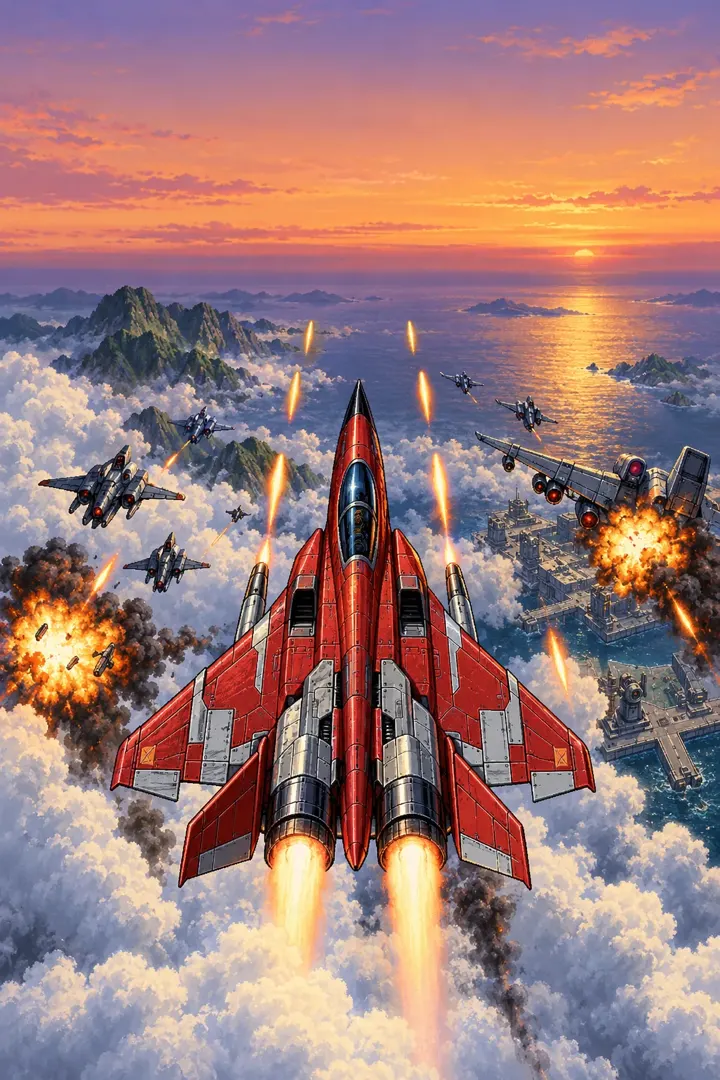 Shmup Rogue: a fighter jet facing a giant boss — press Play to start
